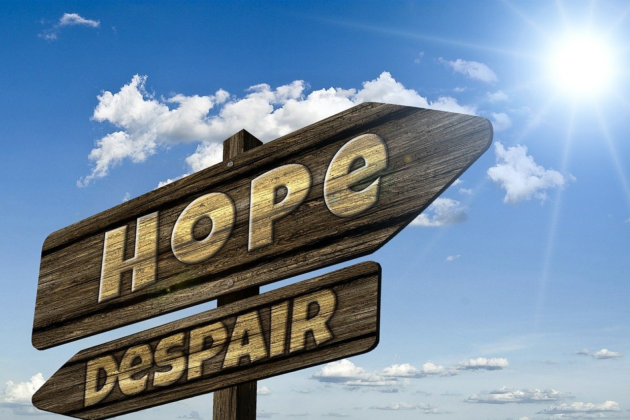 Signpost with hope and despair